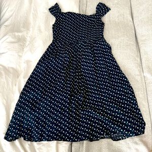 Blue patterned midi dress